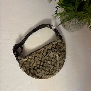 Coach Tan and Brown Signature Shoulder Bag